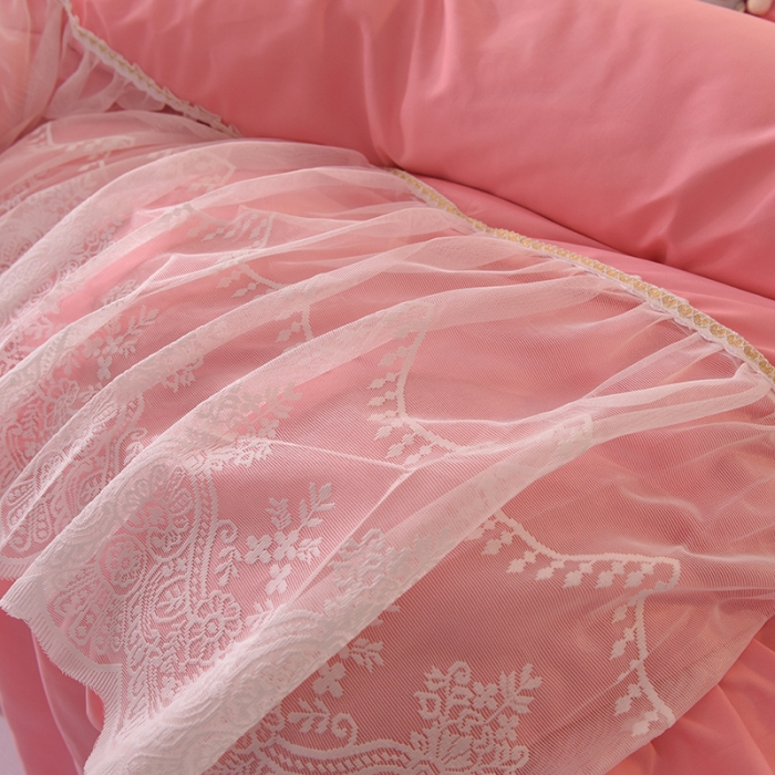 91家纺网 家纺一手货源 找家纺 （总）梦之岛2021新款倾心韩版磨毛蕾丝床单款床裙款四件套