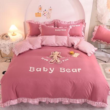 91家纺网 家纺一手货源 找家纺 （总）梦之岛2021新款韩版磨毛床单款床裙款四件套玩偶熊系列