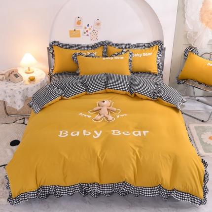 91家纺网 家纺一手货源 找家纺 （总）梦之岛2021新款韩版磨毛床单款床裙款四件套玩偶熊系列