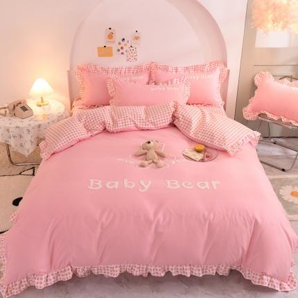 91家纺网 家纺一手货源 找家纺 （总）梦之岛2021新款韩版磨毛床单款床裙款四件套玩偶熊系列