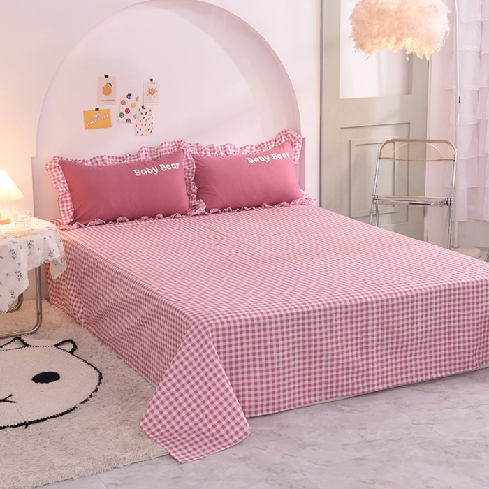 91家纺网 家纺一手货源 找家纺 梦之岛2021韩版磨毛床单款床裙款四件套玩偶熊系列玩偶熊豆沙