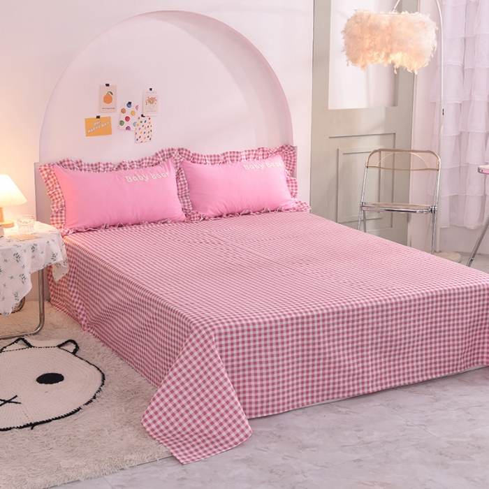 91家纺网 家纺一手货源 找家纺 梦之岛2021新款韩版磨毛床单款床裙款四件套玩偶熊系列 玩偶熊-粉色