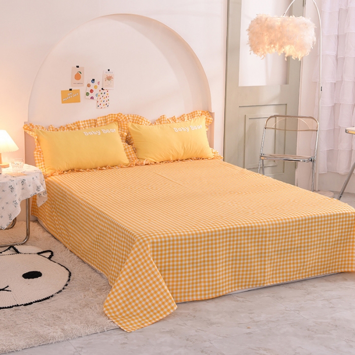 91家纺网 家纺一手货源 找家纺 梦之岛2021新款韩版磨毛床单款床裙款四件套玩偶熊系列 玩偶熊-黄色