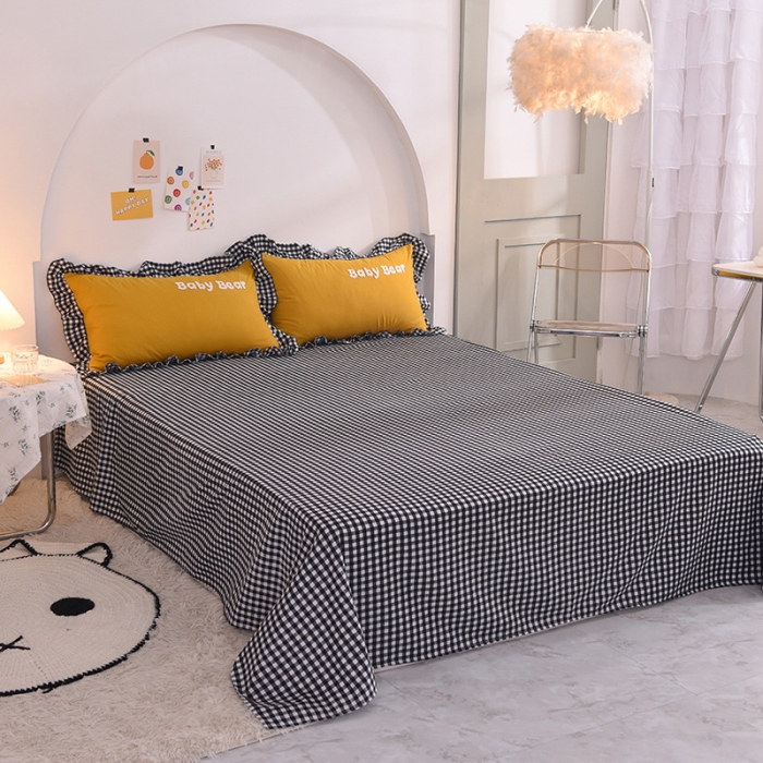 91家纺网 家纺一手货源 找家纺 梦之岛2021新款韩版磨毛床单款床裙款四件套玩偶熊系列 玩偶熊-姜黄