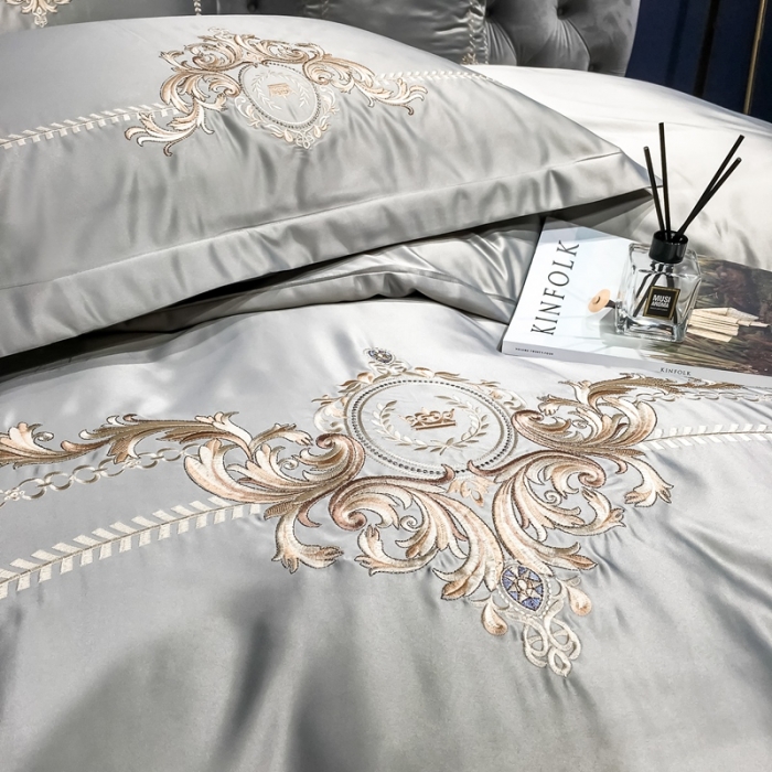 91家纺网 家纺一手货源 找家纺 安妮 2021新款全棉贡缎四件套曼洛系列 奥丁灰