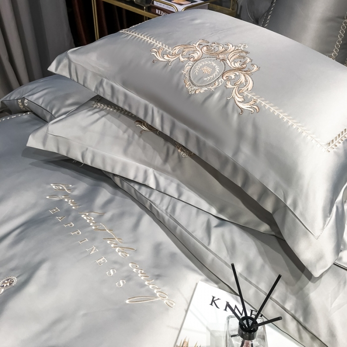 91家纺网 家纺一手货源 找家纺 安妮 2021新款全棉贡缎四件套曼洛系列 奥丁灰