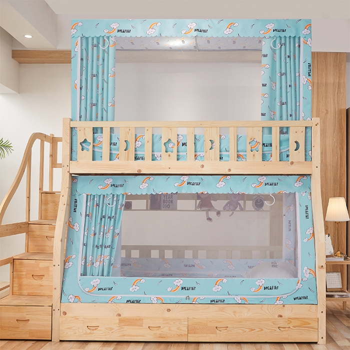 91家纺网 家纺一手货源 找家纺 迪凡保罗蚊帐2021新款5820不锈钢支架遮光帘子母床拉链蚊帐 云朵梦