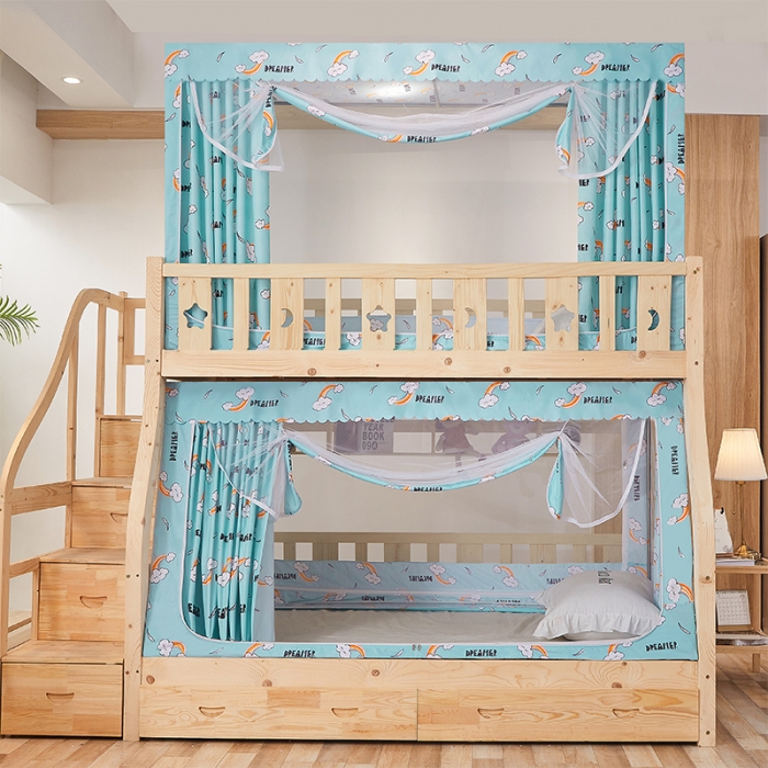 91家纺网 家纺一手货源 找家纺 迪凡保罗蚊帐2021新款5820不锈钢支架遮光帘子母床拉链蚊帐 云朵梦