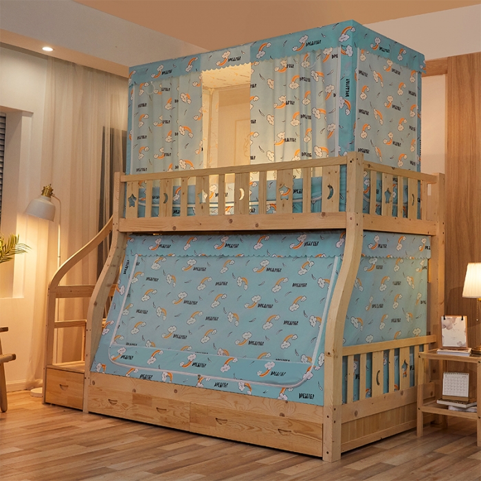 91家纺网 家纺一手货源 找家纺 迪凡保罗蚊帐2021新款5820不锈钢支架遮光帘子母床拉链蚊帐 云朵梦