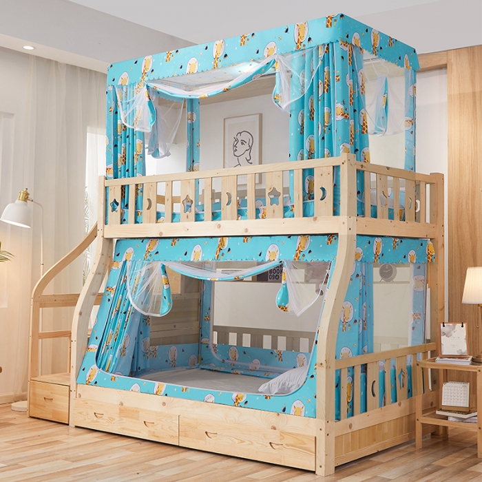 91家纺网 家纺一手货源 找家纺 迪凡保罗蚊帐2021新款5820不锈钢支架遮光帘子母床拉链蚊帐 太空鹿