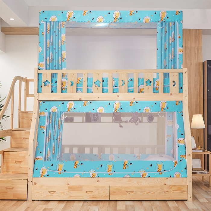 91家纺网 家纺一手货源 找家纺 迪凡保罗蚊帐2021新款5820不锈钢支架遮光帘子母床拉链蚊帐 太空鹿