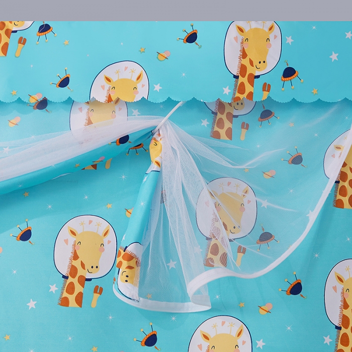 91家纺网 家纺一手货源 找家纺 迪凡保罗蚊帐2021新款5820不锈钢支架遮光帘子母床拉链蚊帐 太空鹿