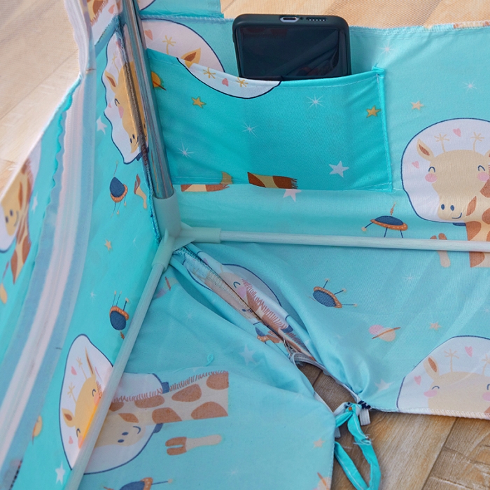 91家纺网 家纺一手货源 找家纺 迪凡保罗蚊帐2021新款5820不锈钢支架遮光帘子母床拉链蚊帐 太空鹿