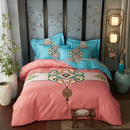 91家纺网 家纺一手货源 找家纺 （总）雲归梦 2021全棉大版四件套中国风花卉