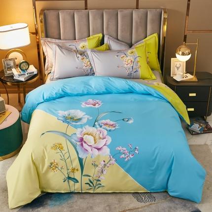 91家纺网 家纺一手货源 找家纺 （总）雲归梦 2021全棉大版四件套中国风花卉