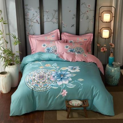 91家纺网 家纺一手货源 找家纺 （总）雲归梦 2021全棉大版四件套中国风花卉