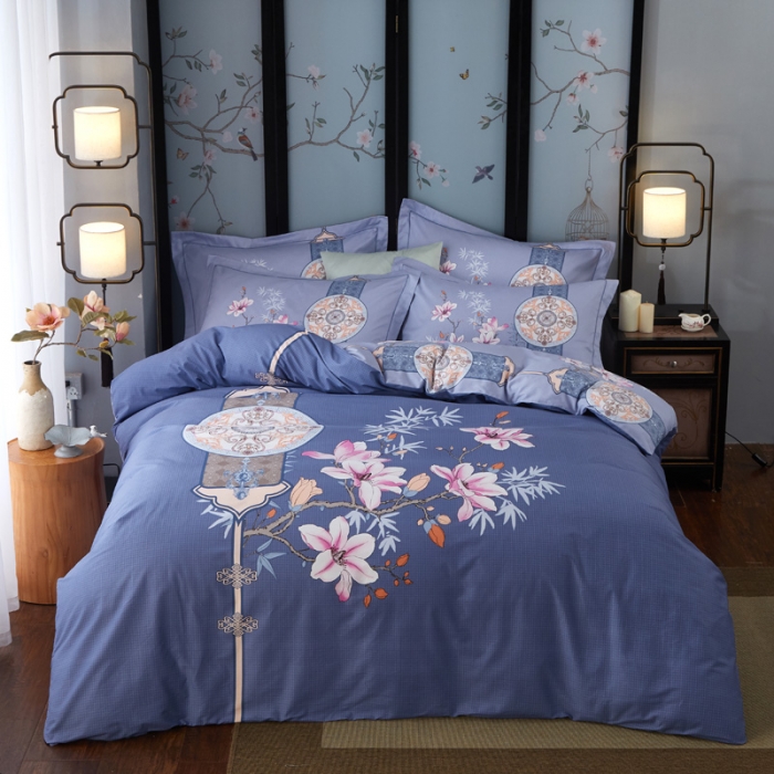 91家纺网 家纺一手货源 找家纺 雲归梦 2021全棉大版四件套中国风花卉碧玉妆成