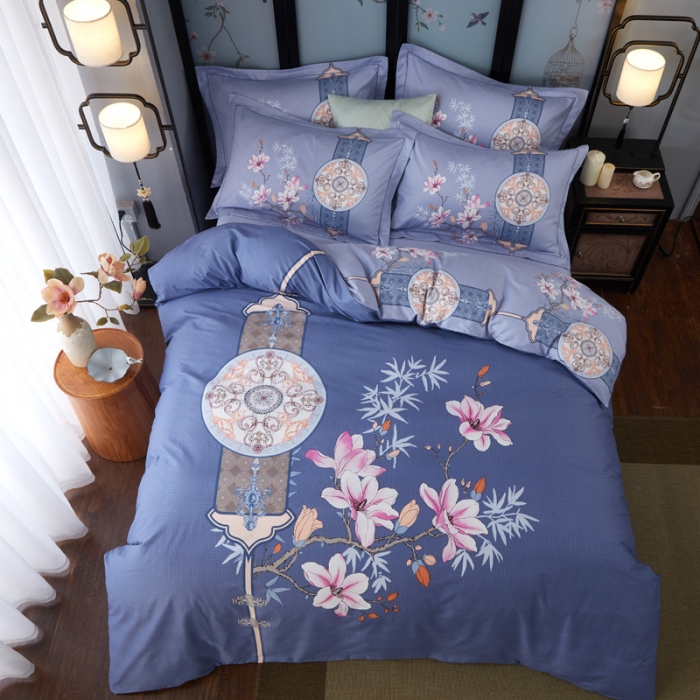 91家纺网 家纺一手货源 找家纺 雲归梦 2021全棉大版四件套中国风花卉碧玉妆成
