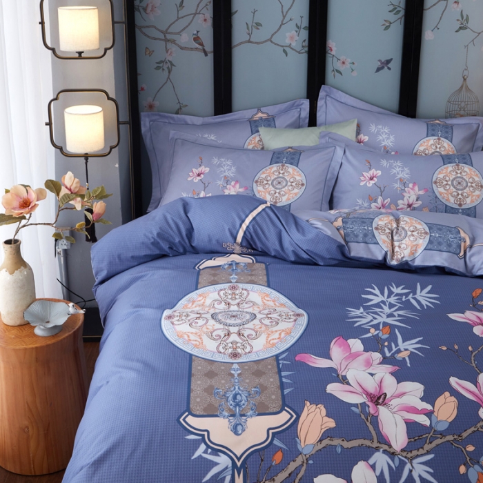 91家纺网 家纺一手货源 找家纺 雲归梦 2021全棉大版四件套中国风花卉碧玉妆成