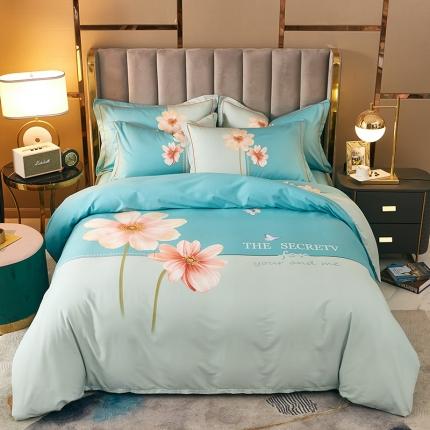 雲归梦 2021全棉大版四件套中国风花卉朝花夕拾（绿）