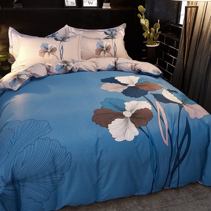 91家纺网 家纺一手货源 找家纺 雲归梦 2021全棉大版四件套中国风花卉 出水芙蓉