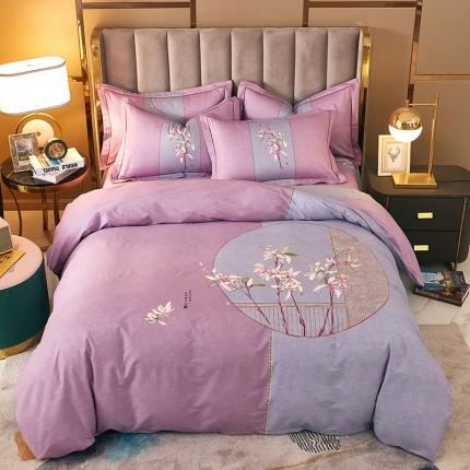 雲归梦 2021全棉大版四件套中国风花卉 窗花