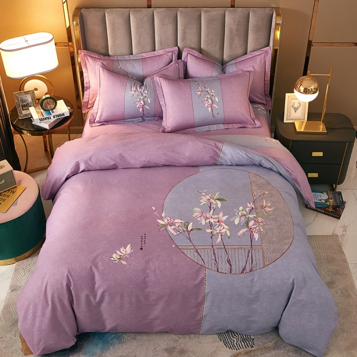 91家纺网 家纺一手货源 找家纺 雲归梦 2021全棉大版四件套中国风花卉 窗花