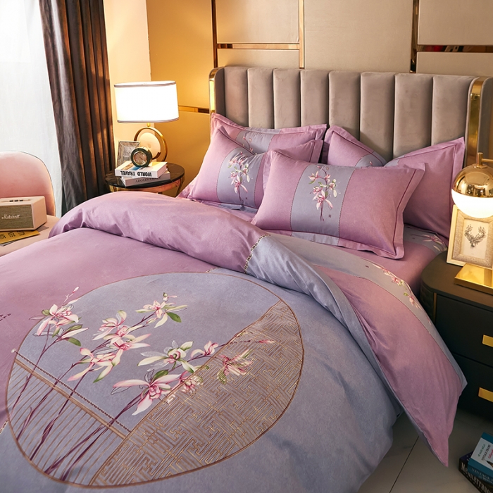 91家纺网 家纺一手货源 找家纺 雲归梦 2021全棉大版四件套中国风花卉 窗花