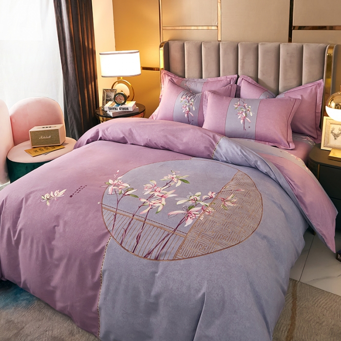 91家纺网 家纺一手货源 找家纺 雲归梦 2021全棉大版四件套中国风花卉 窗花