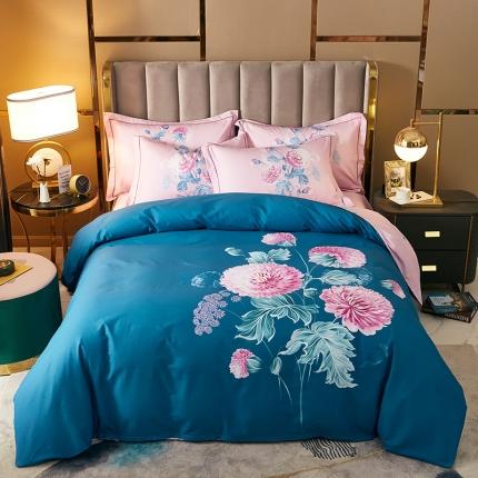 91家纺网 家纺一手货源 找家纺 雲归梦 2021全棉大版四件套中国风花卉 黛瑞亚（兰）