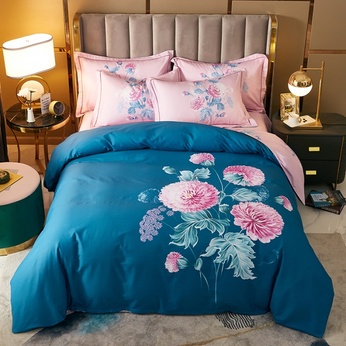 91家纺网 家纺一手货源 找家纺 雲归梦 2021全棉大版四件套中国风花卉 黛瑞亚（兰）