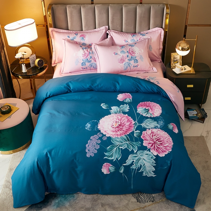 91家纺网 家纺一手货源 找家纺 雲归梦 2021全棉大版四件套中国风花卉 黛瑞亚（兰）