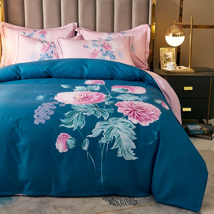 91家纺网 家纺一手货源 找家纺 雲归梦 2021全棉大版四件套中国风花卉 黛瑞亚（兰）