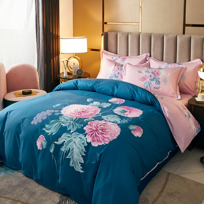 91家纺网 家纺一手货源 找家纺 雲归梦 2021全棉大版四件套中国风花卉 黛瑞亚（兰）