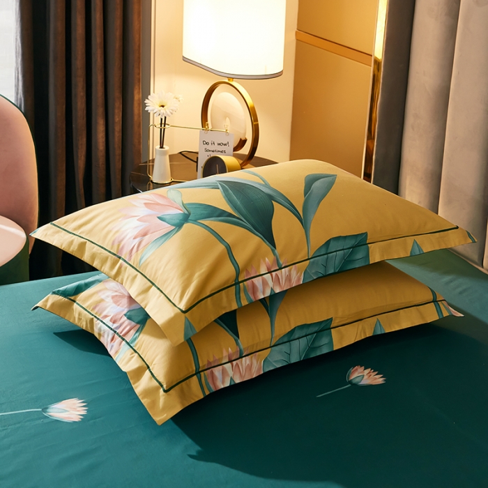 91家纺网 家纺一手货源 找家纺 雲归梦 2021全棉大版四件套中国风花卉 蝶依沉香（黄）