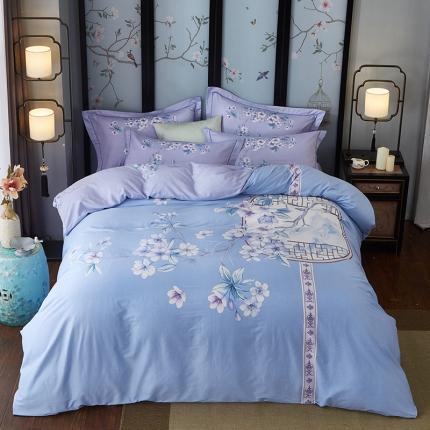 91家纺网 家纺一手货源 找家纺 雲归梦 2021全棉大版四件套中国风花卉 风雅小筑