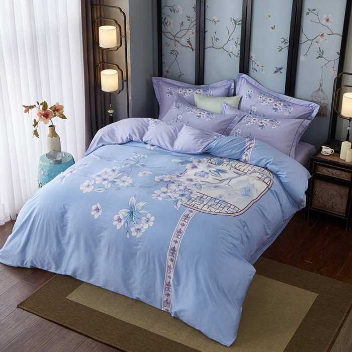 91家纺网 家纺一手货源 找家纺 雲归梦 2021全棉大版四件套中国风花卉 风雅小筑