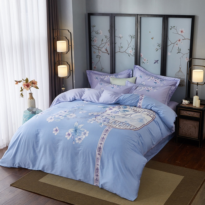 91家纺网 家纺一手货源 找家纺 雲归梦 2021全棉大版四件套中国风花卉 风雅小筑