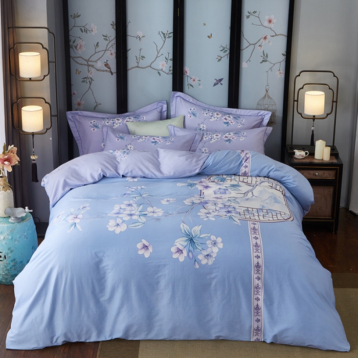 91家纺网 家纺一手货源 找家纺 雲归梦 2021全棉大版四件套中国风花卉 风雅小筑