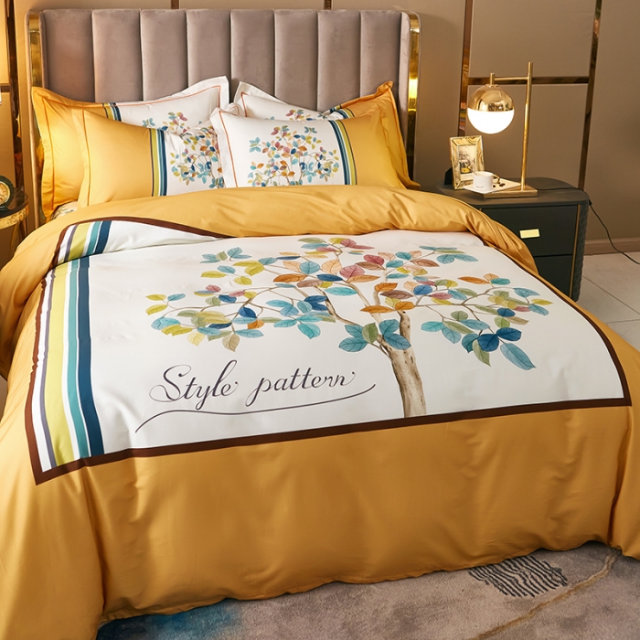 91家纺网 家纺一手货源 找家纺 雲归梦 2021全棉大版四件套中国风花卉 红叶题诗