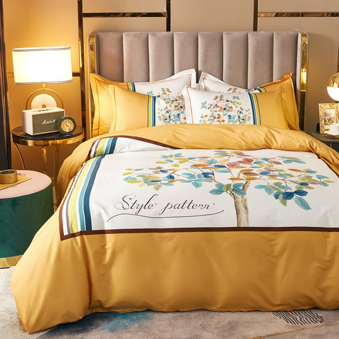 91家纺网 家纺一手货源 找家纺 雲归梦 2021全棉大版四件套中国风花卉 红叶题诗