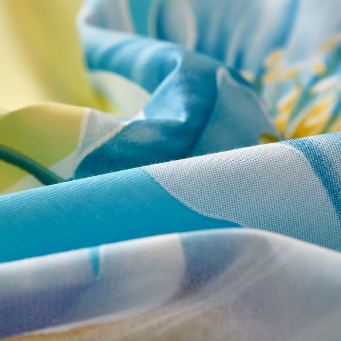 91家纺网 家纺一手货源 找家纺 雲归梦 2021全棉大版四件套中国风花卉 花音蓝