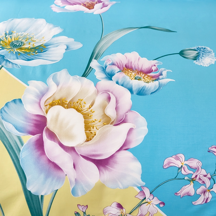 91家纺网 家纺一手货源 找家纺 雲归梦 2021全棉大版四件套中国风花卉 花音蓝