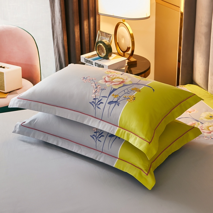 91家纺网 家纺一手货源 找家纺 雲归梦 2021全棉大版四件套中国风花卉 花音蓝