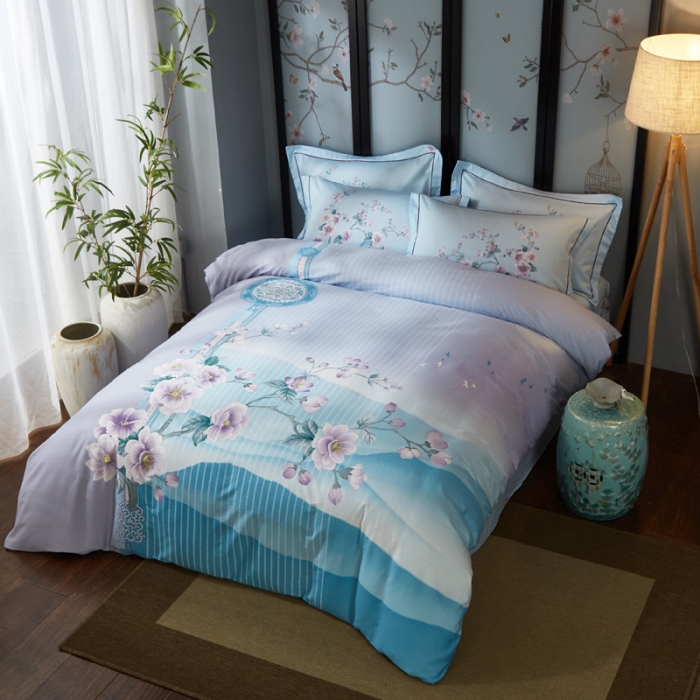 91家纺网 家纺一手货源 找家纺 雲归梦 2021全棉大版四件套中国风花卉 卷珠帘