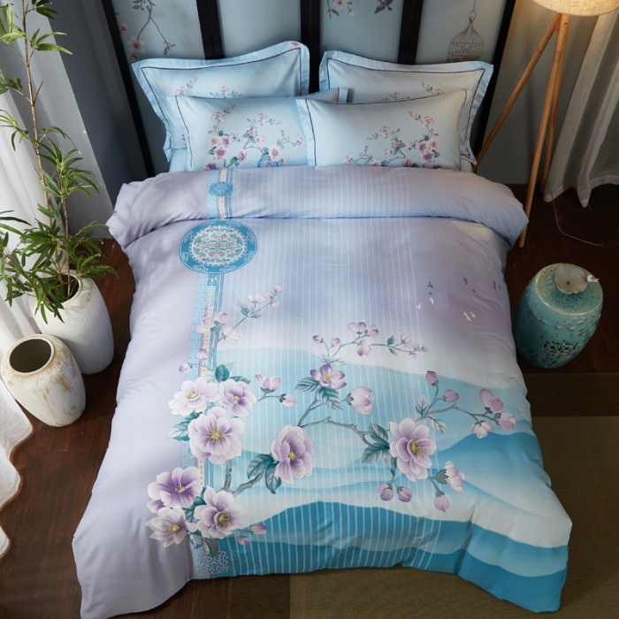 91家纺网 家纺一手货源 找家纺 雲归梦 2021全棉大版四件套中国风花卉 卷珠帘