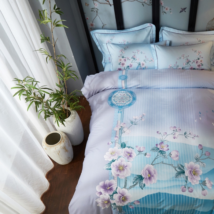 91家纺网 家纺一手货源 找家纺 雲归梦 2021全棉大版四件套中国风花卉 卷珠帘