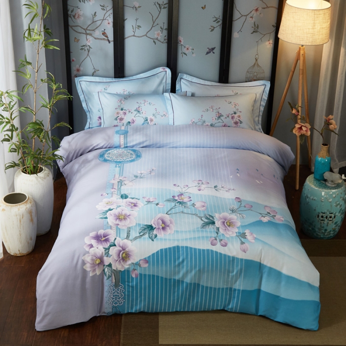 91家纺网 家纺一手货源 找家纺 雲归梦 2021全棉大版四件套中国风花卉 卷珠帘