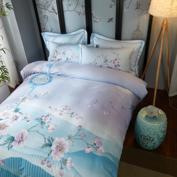 91家纺网 家纺一手货源 找家纺 雲归梦 2021全棉大版四件套中国风花卉 卷珠帘