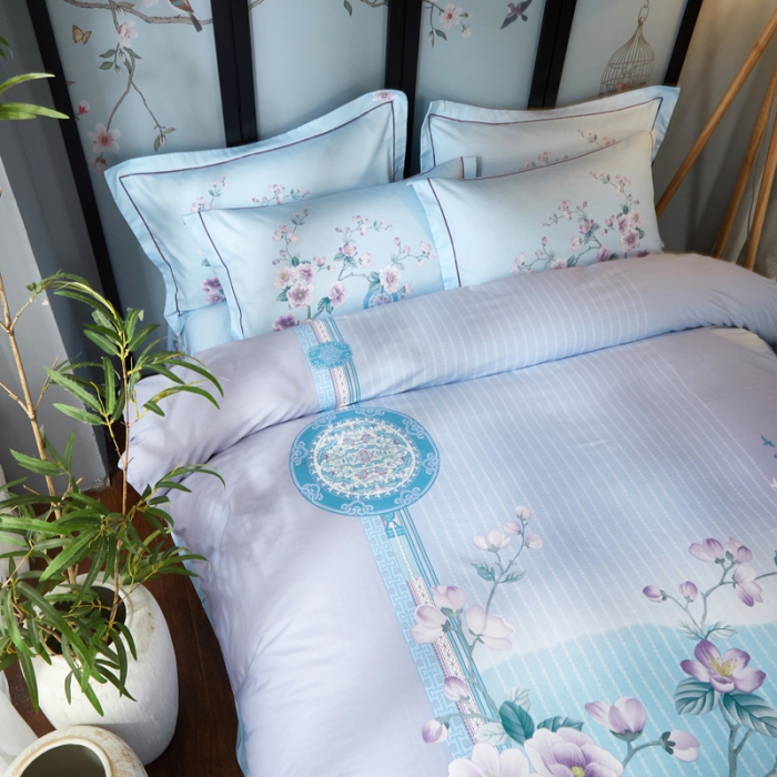 91家纺网 家纺一手货源 找家纺 雲归梦 2021全棉大版四件套中国风花卉 卷珠帘